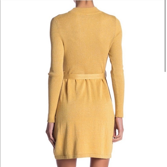 Free People Gold Shimmer Knit Belted Sweater Dress - Picture 2 of 4